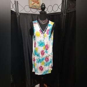Old Navt Women's Tunic Top Baby Doll Criss Cross Multicolor Floral 2X Boho Lagen